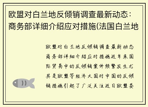 欧盟对白兰地反倾销调查最新动态:商务部详细介绍应对措施(法国白兰地攻入美国市场)
